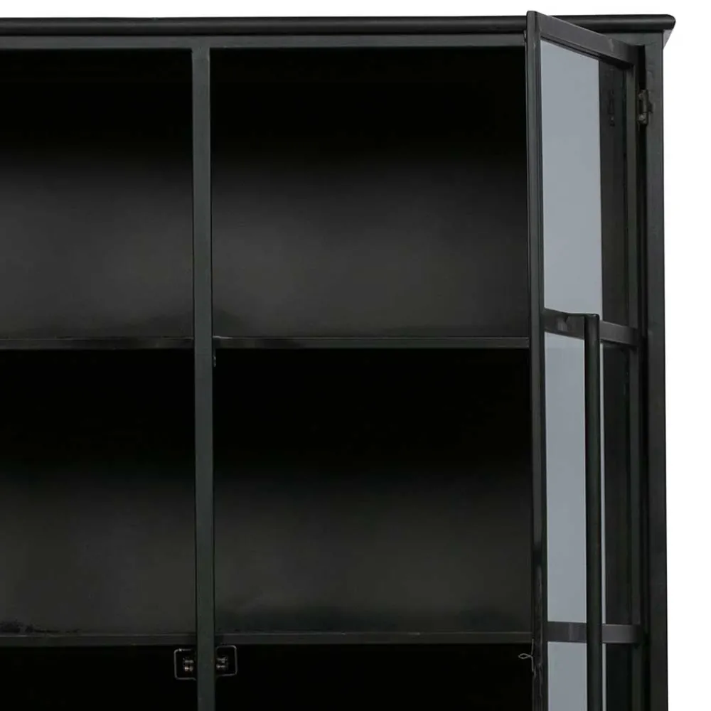 Wohnen 2-türige Metall Vitrine in Schwarz - Ponnya