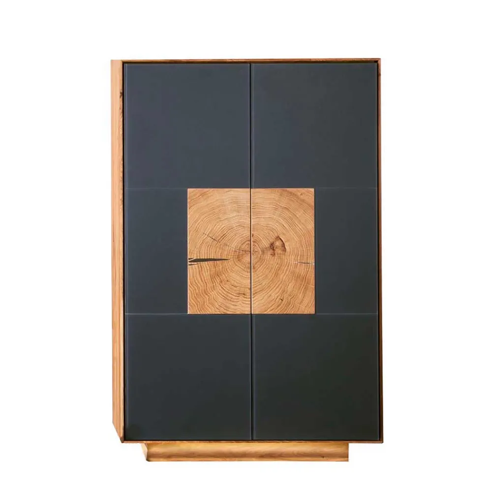 Wohnen Schuhschränke*2-türige Schuhkommode in Anthrazit Glas - Mandrey