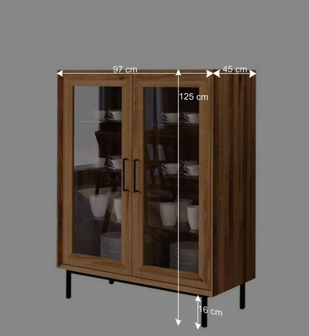 Wohnen Esszimmer-Vitrinen|Esszimmerschränke*2-türige Vitrine aus geöltem Wildeiche Massivholz - Kerfa