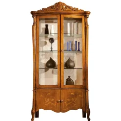 Wohnen Italienische Möbel|Naturholzmöbel*4-türige Vitrine im Italienischem Stil - Carlenna III