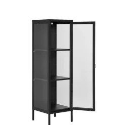 Wohnen Schwarze Möbel|Glasmöbel*1-türige Vitrine in Schwarz - Baly
