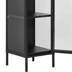 Wohnen Schwarze Möbel|Glasmöbel*1-türige Vitrine in Schwarz - Baly