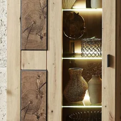 Wohnen 1-türige Wohnzimmervitrine in Wildeiche Holzoptik - Iniaco