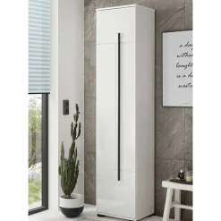 Wohnen Weiße Möbel|Badschränke*1-türiger Badezimmerschrank mit 200 cm Höhe - Ingmesan