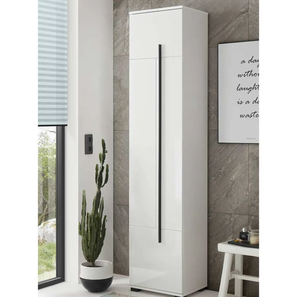 Wohnen Weiße Möbel|Badschränke*1-türiger Badezimmerschrank mit 200 cm Höhe - Ingmesan