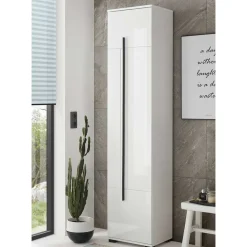 Wohnen Weiße Möbel|Badschränke*1-türiger Badezimmerschrank mit 200 cm Höhe - Ingmesan