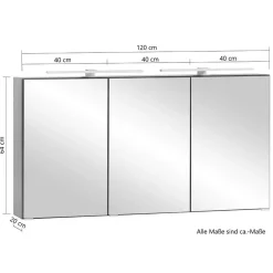 Wohnen 3-türiger 3D Spiegelschrank fürs Badezimmer - Drumias