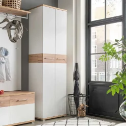 Wohnen 2-türiger Dielenschrank in Weiß & Eiche - Vicanossa