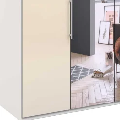 Wohnen Jugendzimmerschränke*2-türiger Falttüren Kleiderschrank mit Spiegel - Zidarie