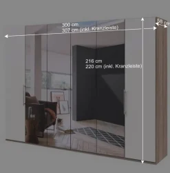 Wohnen 3-türiger Falttüren-Kleiderschrank 300 cm - Vaclyn