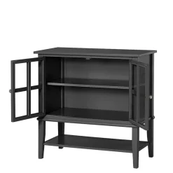 Wohnen 2-türiger Glasschrank in Schwarz - Epiros