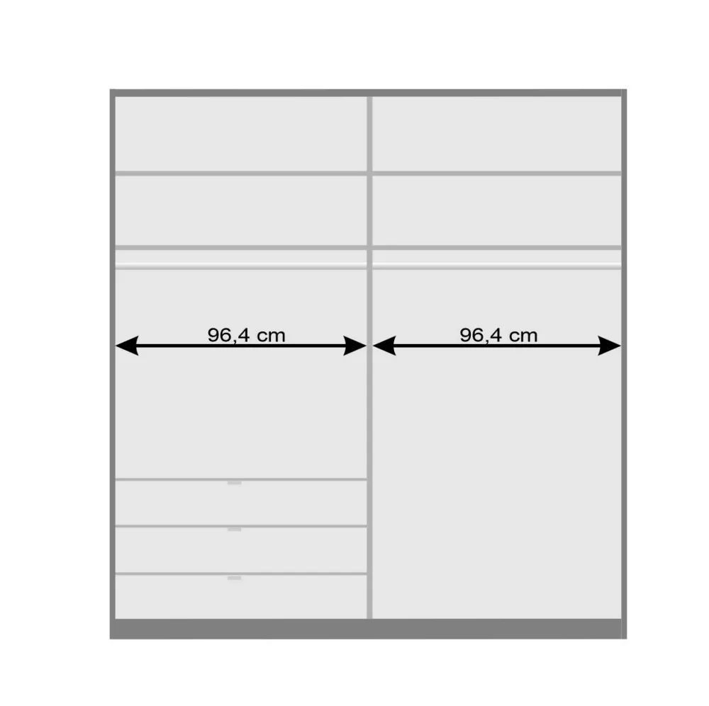 Wohnen 2-türiger Gleittürenschrank mit drei Schubladen - Tivierto