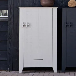 Wohnen Massivholzmöbel|Loft Möbel*1-türiger Kiefer Schrank in hellem Grau - Ennyano