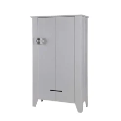 Wohnen Massivholzmöbel|Loft Möbel*1-türiger Kiefer Schrank in hellem Grau - Ennyano
