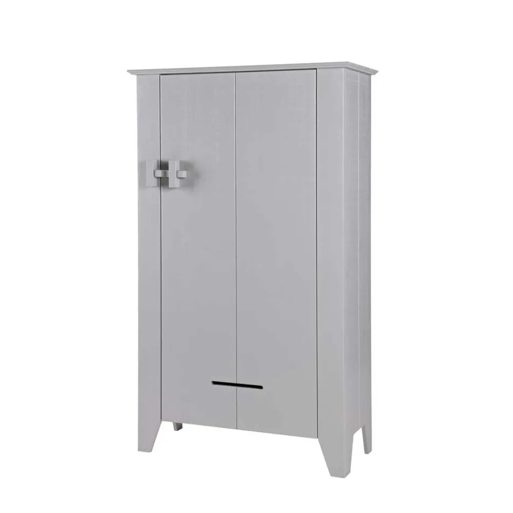 Wohnen Massivholzmöbel|Loft Möbel*1-türiger Kiefer Schrank in hellem Grau - Ennyano