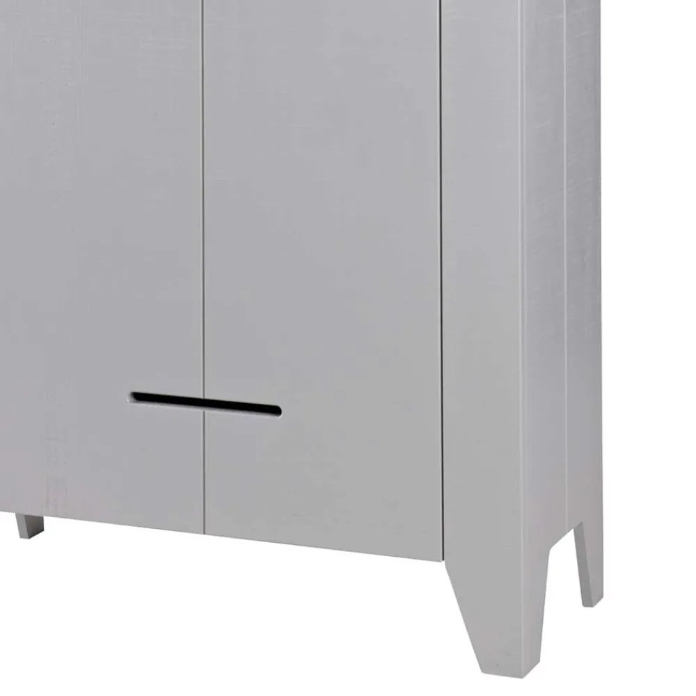 Wohnen Massivholzmöbel|Loft Möbel*1-türiger Kiefer Schrank in hellem Grau - Ennyano