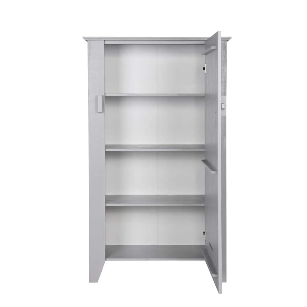Wohnen Massivholzmöbel|Loft Möbel*1-türiger Kiefer Schrank in hellem Grau - Ennyano