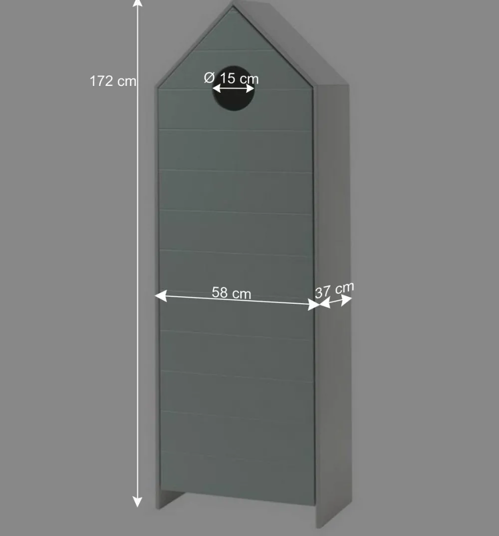 Wohnen Kinderkleiderschränke|Kindermöbel*1-türiger Kinderschrank in Hausform 58x172x37 - Indefiva