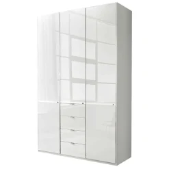 Wohnen 3-türiger Kleiderschrank in Weiß Glasfront - Rocca