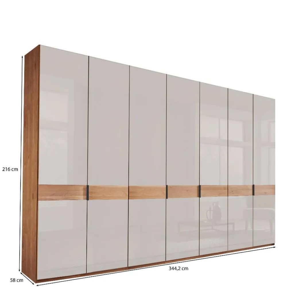 Wohnen 7-türiger Kleiderschrank in Weiß Glas - Dilacco