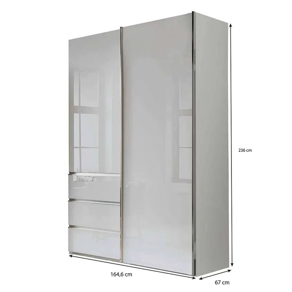 Wohnen 2-türiger Kleiderschrank in Weiß Glas - Heralisa