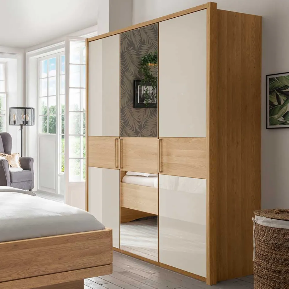 Wohnen Schränke|Kleiderschränke*3-türiger Kleiderschrank in Eiche & Beige - Emdsiva