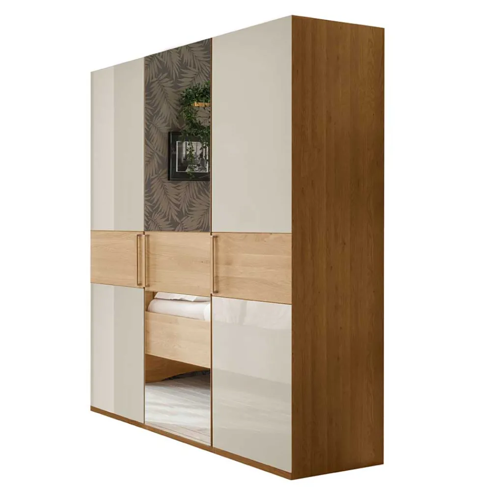 Wohnen Schränke|Kleiderschränke*3-türiger Kleiderschrank in Eiche & Beige - Emdsiva