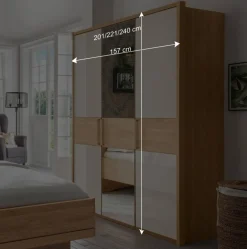 Wohnen Schränke|Kleiderschränke*3-türiger Kleiderschrank in Eiche & Beige - Emdsiva