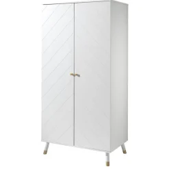 Kinder Wohnen 2-türiger Kleiderschrank in Weiß & Gold - Zimventa