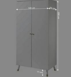 Kinder Wohnen 2-türiger Kleiderschrank in Weiß & Gold - Zimventa