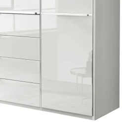 Wohnen 4-türiger Kleiderschrank in Weiß Glasfront - Rocca