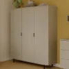 Wohnen Kinderkleiderschränke|Babyzimmerschränke*3-türiger Kleiderschrank in Grau - Suzanas