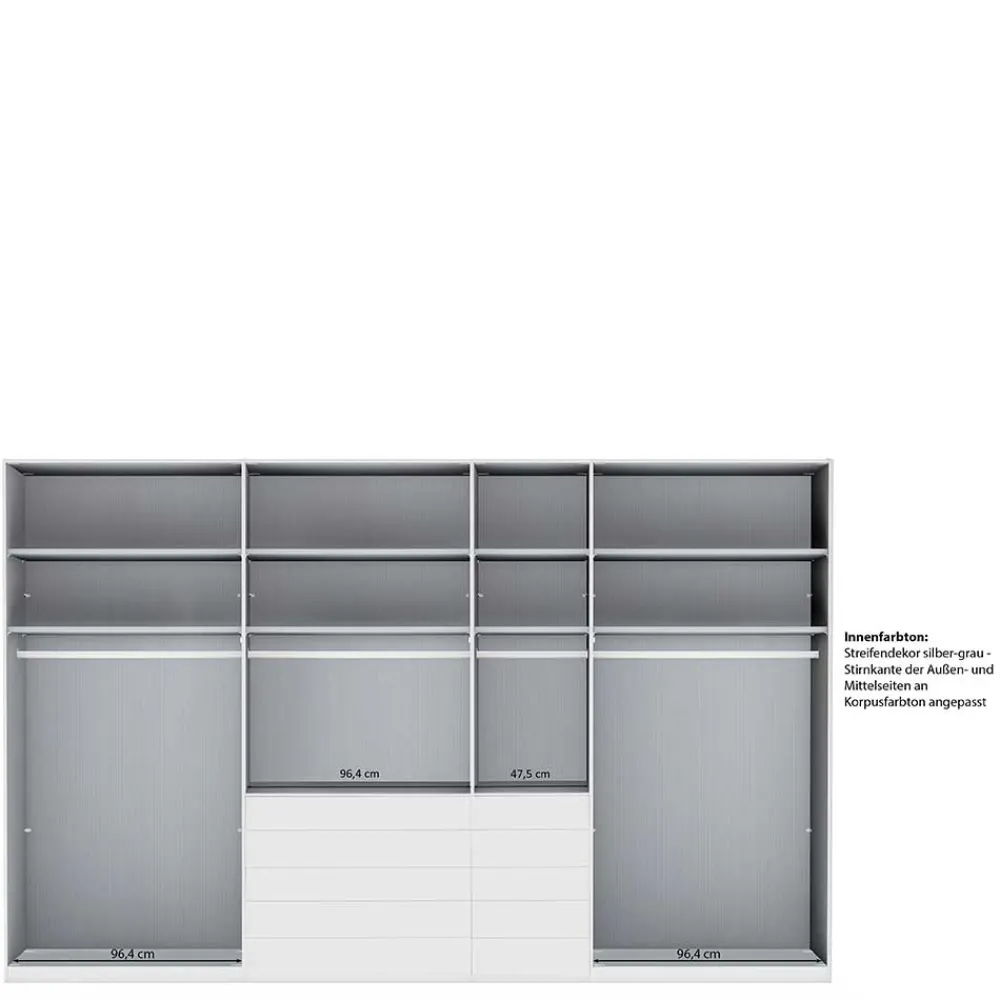 Wohnen 7-türiger Kombi-Kleiderschrank 345 cm breit - Nucina
