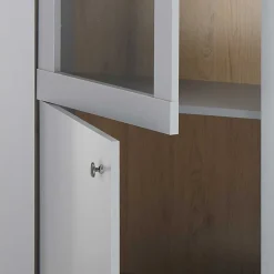 Wohnen Vitrinen|Wohnzimmer-Vitrinen*2-türiger Landhaus Vitrinenschrank in Lichtgrau - Buleta