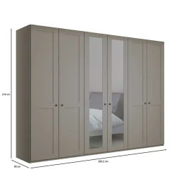 Wohnen 6-türiger Schlafzimmer Kleiderschrank in Hellgrau - Ridonna