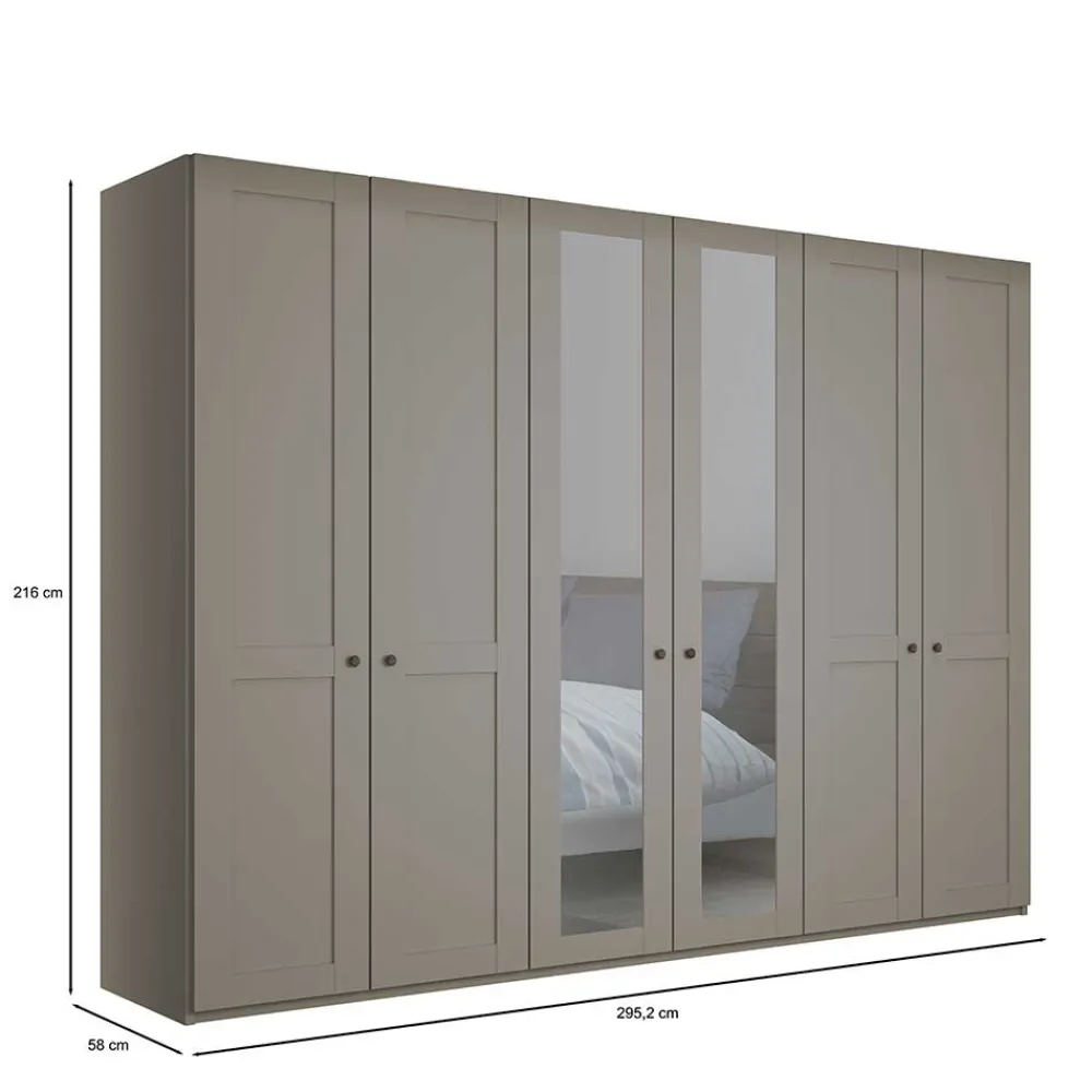 Wohnen 6-türiger Schlafzimmer Kleiderschrank in Hellgrau - Ridonna