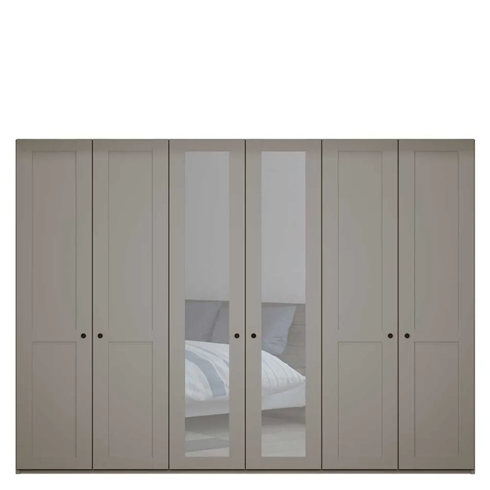 Wohnen 6-türiger Schlafzimmer Kleiderschrank in Hellgrau - Ridonna