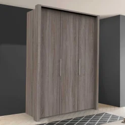 Wohnen 2-türiger Schlafzimmerschrank in dunkler Holzoptik - Crenba