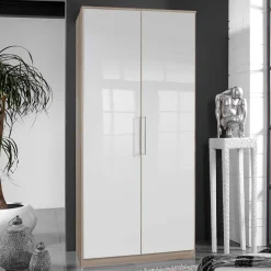 Wohnen 2-türiger Schlafzimmerschrank in Weiß Hochglanz - Grands