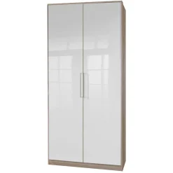 Wohnen 2-türiger Schlafzimmerschrank in Weiß Hochglanz - Grands
