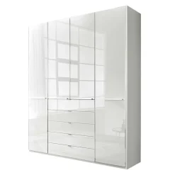 Wohnen Jugendzimmerschränke*4-türiger Schlafzimmerschrank in Weiß Glasfront - Rocca