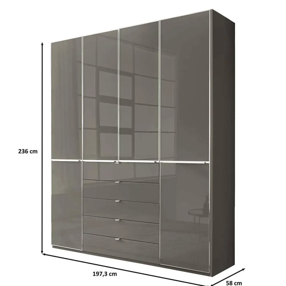 Wohnen 4-türiger Schlafzimmerschrank in Braun - Madita