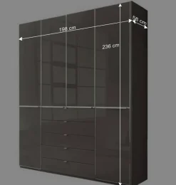 Wohnen 4-türiger Schlafzimmerschrank in Braun - Madita