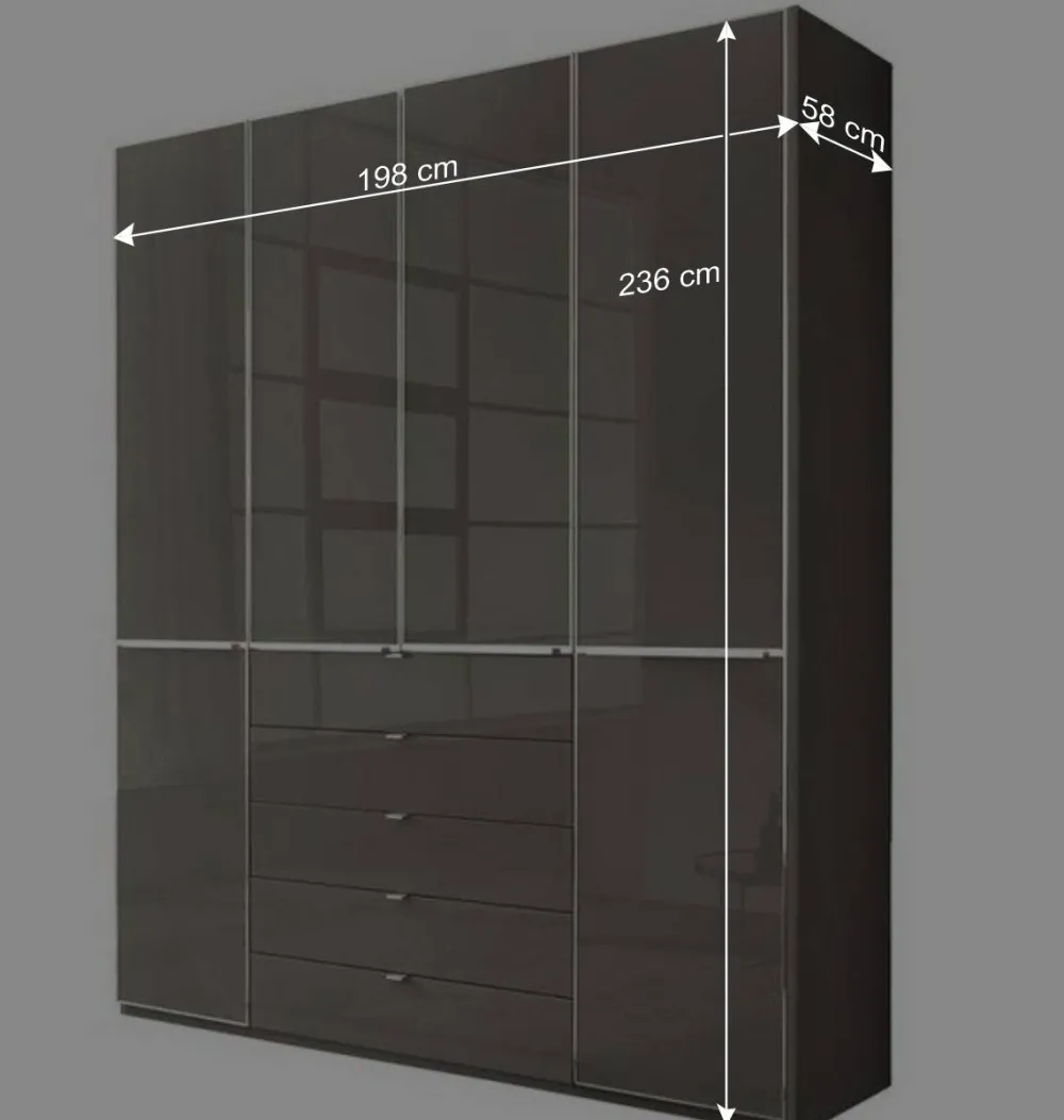 Wohnen 4-türiger Schlafzimmerschrank in Braun - Madita