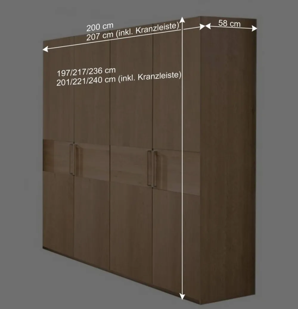 Wohnen Jugendzimmerschränke*4-türiger Schrank fürs Schlafzimmer in Eichefarben - Emdsiva