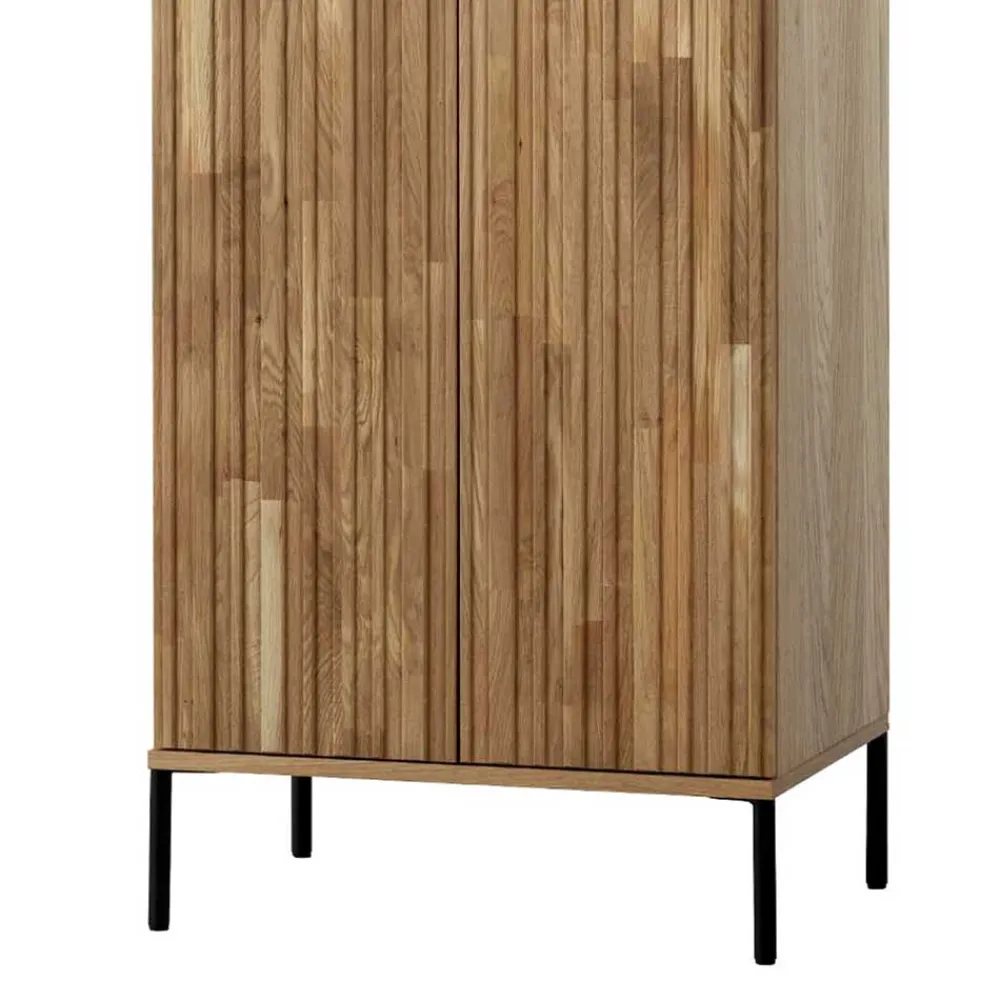 Wohnen Skandinavische Möbel|Esszimmer-Vitrinen*2-türiger Schrank in Eiche & Schwarz - Banyo