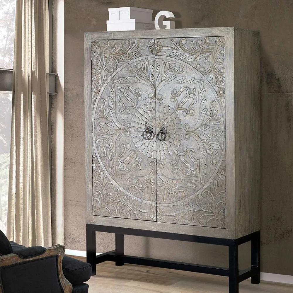 Wohnen 2-türiger Schrank in Grey Wash Holz - Liberatos