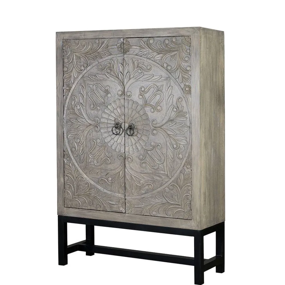 Wohnen 2-türiger Schrank in Grey Wash Holz - Liberatos