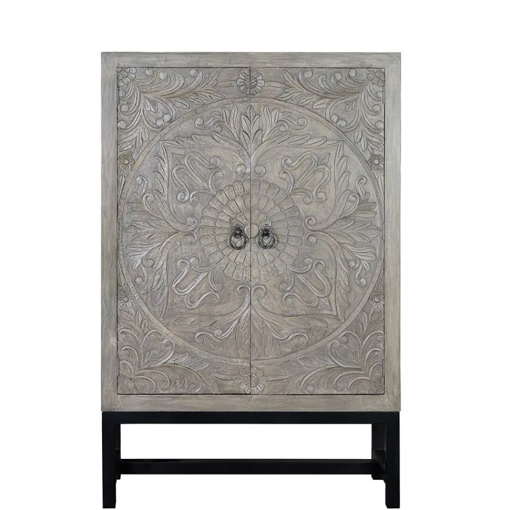 Wohnen 2-türiger Schrank in Grey Wash Holz - Liberatos