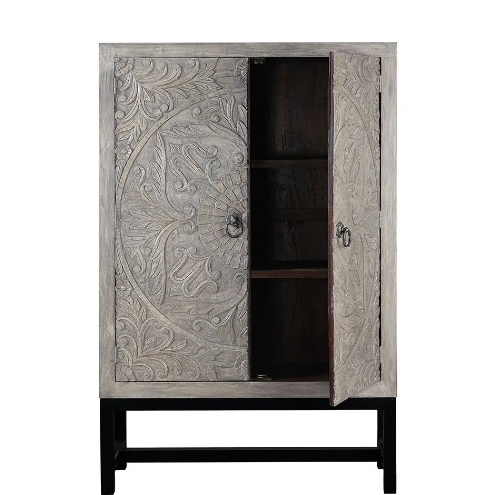 Wohnen 2-türiger Schrank in Grey Wash Holz - Liberatos